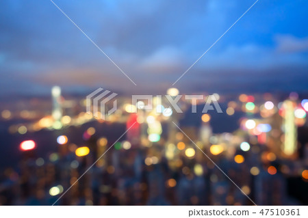 blurred lighhts from peak Victoria, Hong Kong 47510361