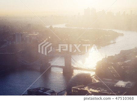sunrise, London aerial view with Tower Bridge, UK sunrise, London aerial view with Tower Bridge, UK 47510368