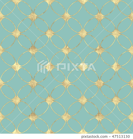Seamless pastel teal background with gold pattern 47513130