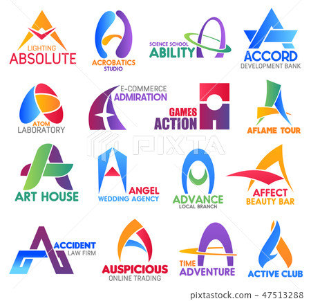 Business icons, letter A, corporate identity Business icons, letter A, corporate identity 47513288