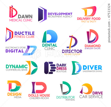 Business icons, letter D, corporate identity 47513324