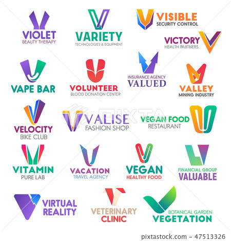 Business icons, letter V, corporate identity Business icons, letter V, corporate identity 47513326