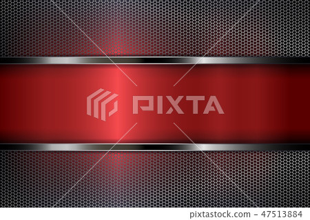 Red dark geometric design with a metal mesh grid. 47513884