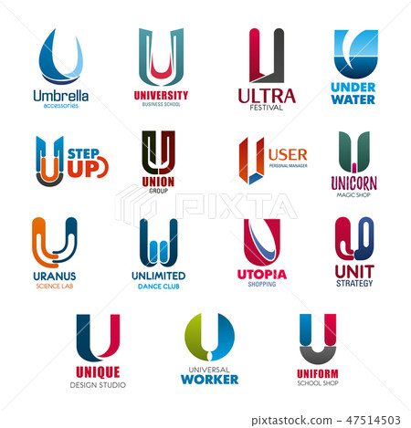 Business company font alphabet letter U icons Business company font alphabet letter U icons 47514503