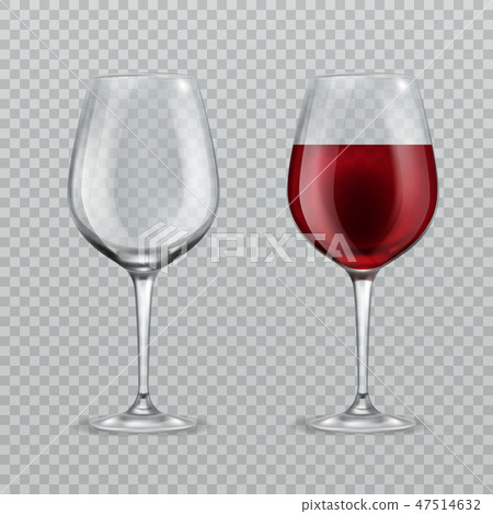 Realistic wineglass. Empty and with red wine wineglasses isolated glassware vector illustration 47514632