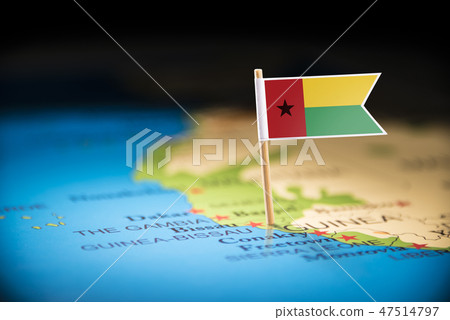 Guinea Bissau marked with a flag on the map 47514797