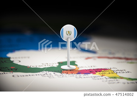Guatemala marked with a flag on the map 47514802