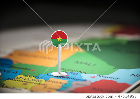 Burkina Faso marked with a flag on the map 47514955