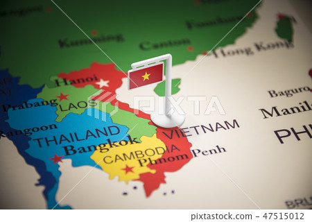 Vietnam marked with a flag on the map Vietnam marked with a flag on the map 47515012