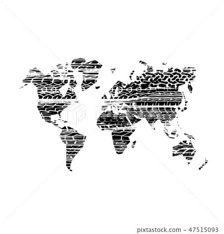 Brushed tire tracks world map Brushed tire tracks world map 47515093