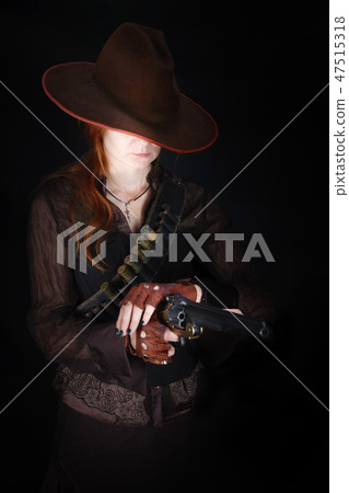 wild west girl with revolver gun wild west girl with revolver gun 47515318