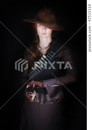 wild west girl with revolver gun wild west girl with revolver gun 47515319