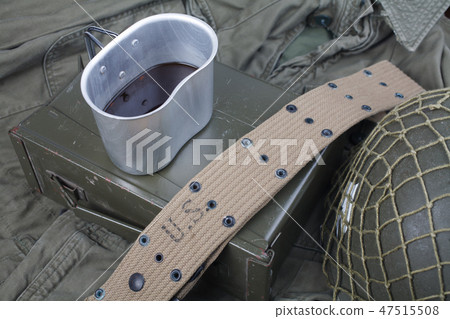 a cup of coffee with ww2 period us army military  47515508