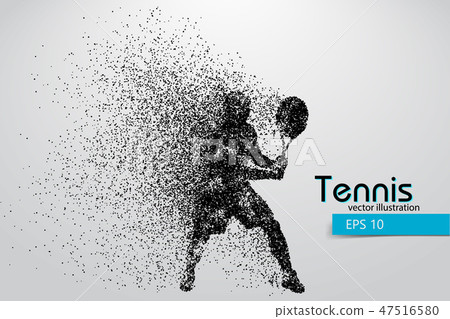 Silhouette of a tennis player from particles. 47516580