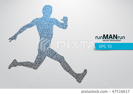 Silhouette of a running man from triangle. Silhouette of a running man from triangle. 47516617