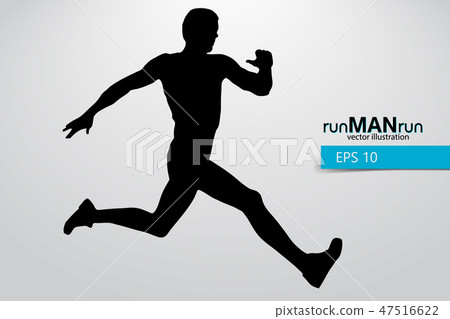 Silhouette of a running man. 47516622