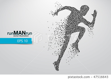 Silhouette of a running man from triangle. Silhouette of a running man from triangle. 47516643
