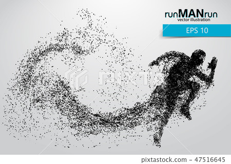 Silhouette of a running man from particles. Silhouette of a running man from particles. 47516645