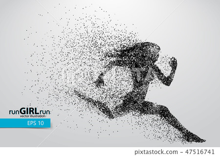 Silhouette of a running woman from particles. Silhouette of a running woman from particles. 47516741