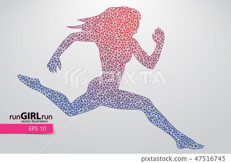 Silhouette of a running female from triangle. 47516745