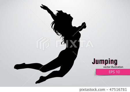 Silhouette of a jumping girl 47516781