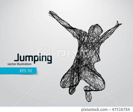 Silhouette of a jumping man. Silhouette of a jumping man. 47516784