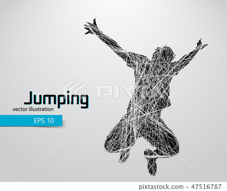 Silhouette of a jumping man. 47516787