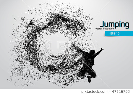 Silhouette of a jumping man from particles. Silhouette of a jumping man from particles. 47516793