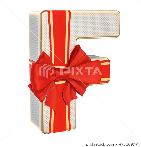 Letter F, gift box shaped of a letter F Letter F, gift box shaped of a letter F 47516977