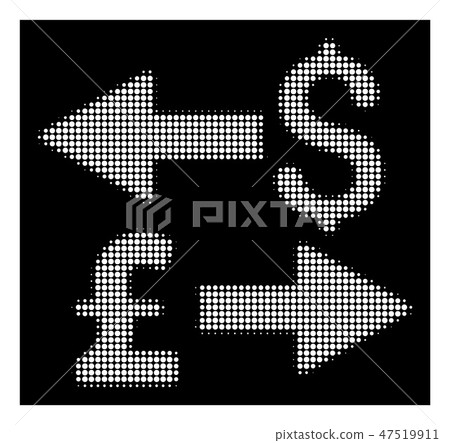 White Halftone Dollar Pound Transactions Icon 47519911