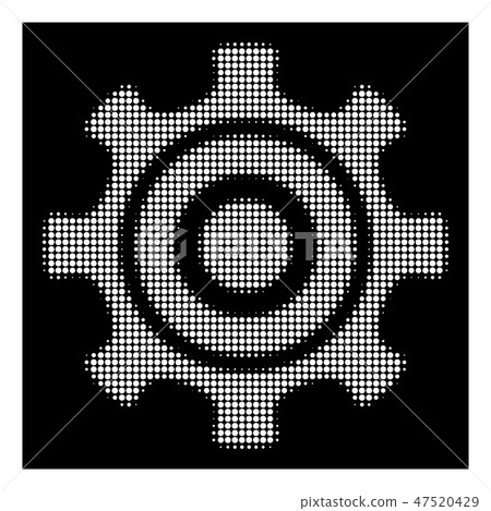 White Halftone Cogwheel Icon White Halftone Cogwheel Icon 47520429
