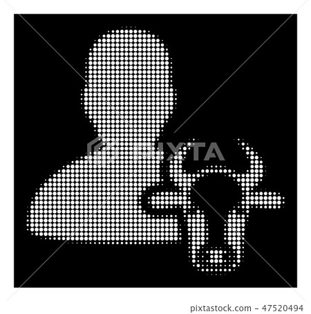 White Halftone Cow Farmer Icon 47520494