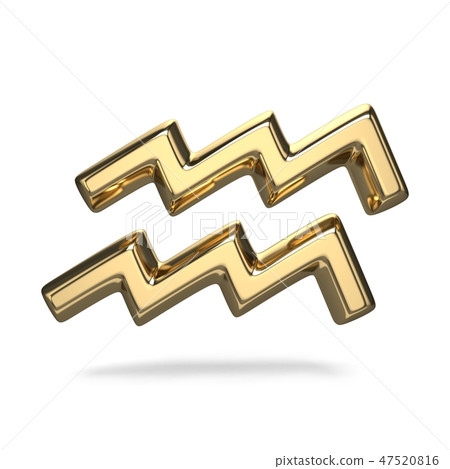 Golden zodiac sign AQUARIUS 3D Golden zodiac sign AQUARIUS 3D 47520816