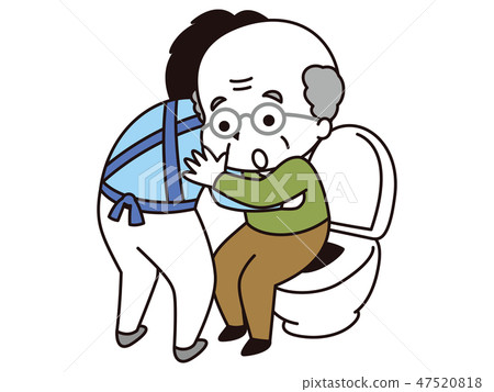 男性照顧者對老人進行排泄援助 男性照顧者對老人進行排泄援助 47520818