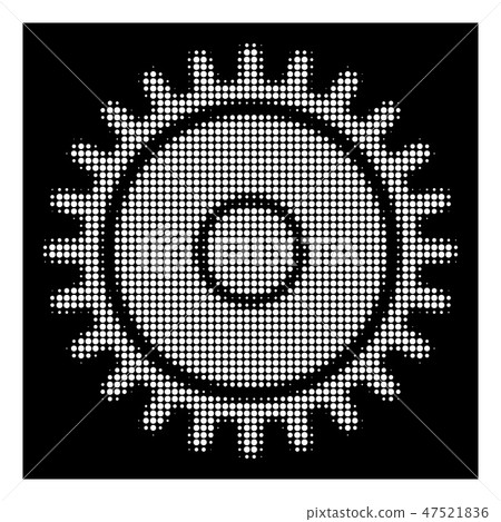 White Halftone Cogwheel Icon White Halftone Cogwheel Icon 47521836