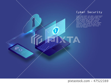 Flat isometric digital cyber security concept - Stock Illustration ...