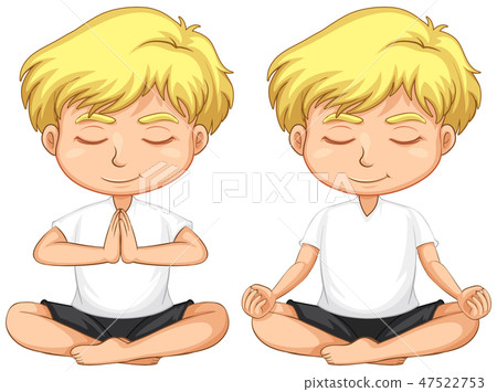 Young blond boy meditating Young blond boy meditating 47522753