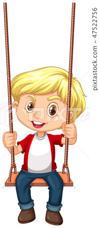 A boy sitting on swing A boy sitting on swing 47522756