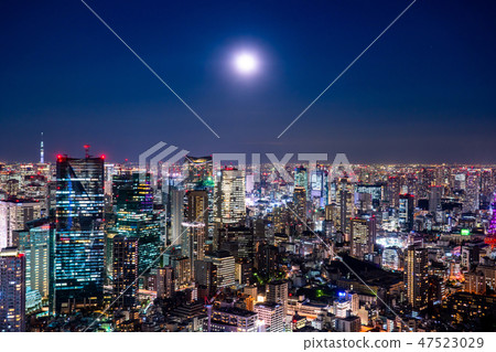 “日本的壯麗景色”東京夜景·超級夜月空夜空“來自六本木山觀景台” “日本的壯麗景色”東京夜景·超級夜月空夜空“來自六本木山觀景台” 47523029