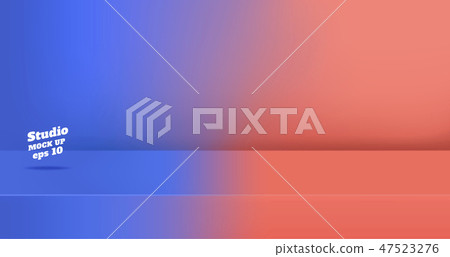 Vector blue to coral pink studio table room Vector blue to coral pink studio table room 47523276