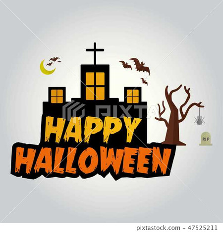 Happy Halloween vector lettering. Holiday calligra 47525211