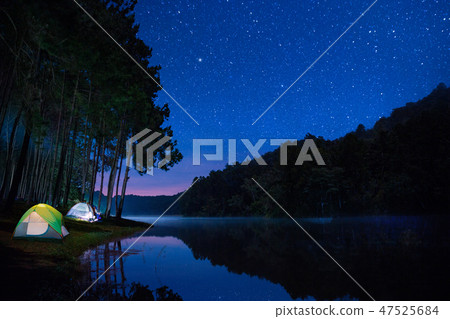 Landscape of Night camping with stars Landscape of Night camping with stars 47525684