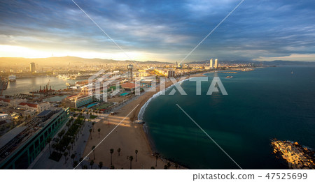 Barcelona beach on morning sunrise Barcelona beach on morning sunrise 47525699