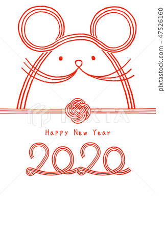 2020 year-year child New Year's card with water drawing 2020 year-year child New Year's card with water drawing 47526160