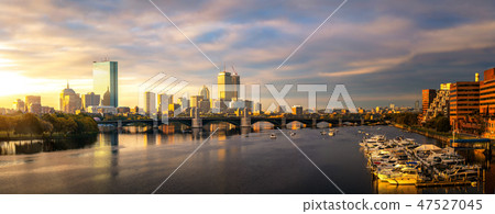 Bridge and yacht boat club in Boston city Bridge and yacht boat club in Boston city 47527045