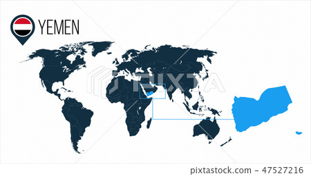 Yemen location on the world map for infographics.  47527216