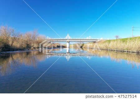 Winter Menugata rice field and Shiba River landscape Panoramic shooting Winter Menugata rice field and Shiba River landscape Panoramic shooting 47527514
