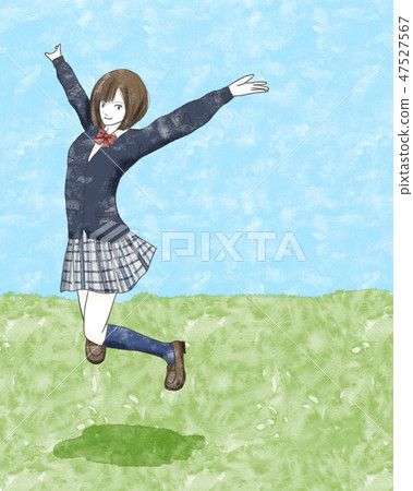 Jump blue sky 47527567