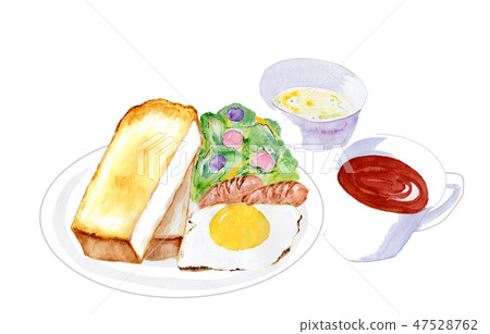 Breakfast hand-painted watercolor painting 47528762