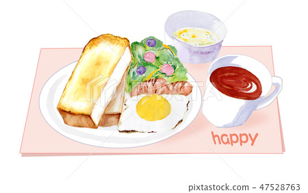 Breakfast hand-painted watercolor painting 47528763